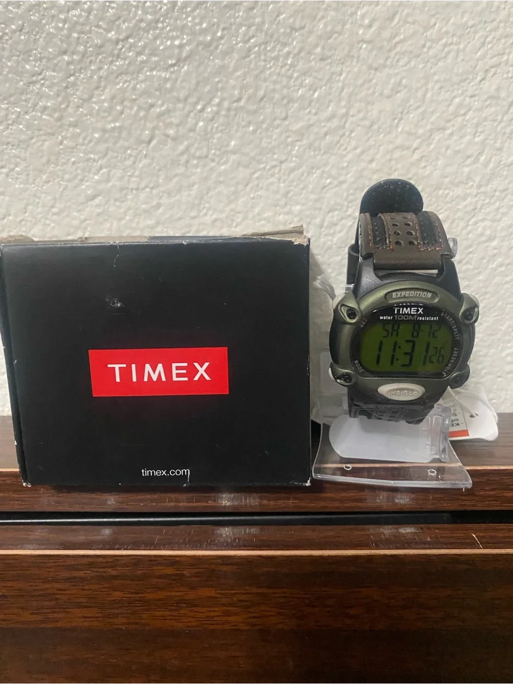 Timex Expedition Digital Watch Olive Green and Brown Strap